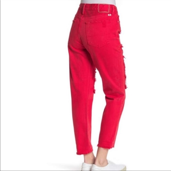 Lucky Brand Red Sienna Slim Boyfriend Jeans distressed destroyed size 6 - Picture 3 of 12